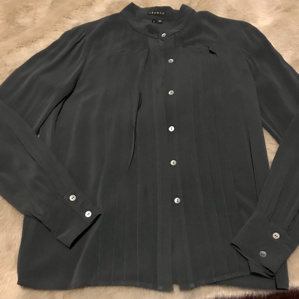 Theory Olima pleat front blouse